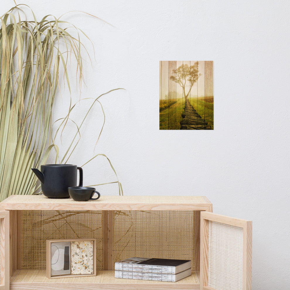 Faux Wood Calming Morning Landscape Photo Unframed Wall Art Prints, 11" X 14"