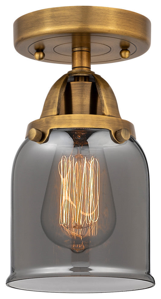 Small Bell Semi-Flush Mount, Brushed Brass, Plated Smoke, Plated Smoke