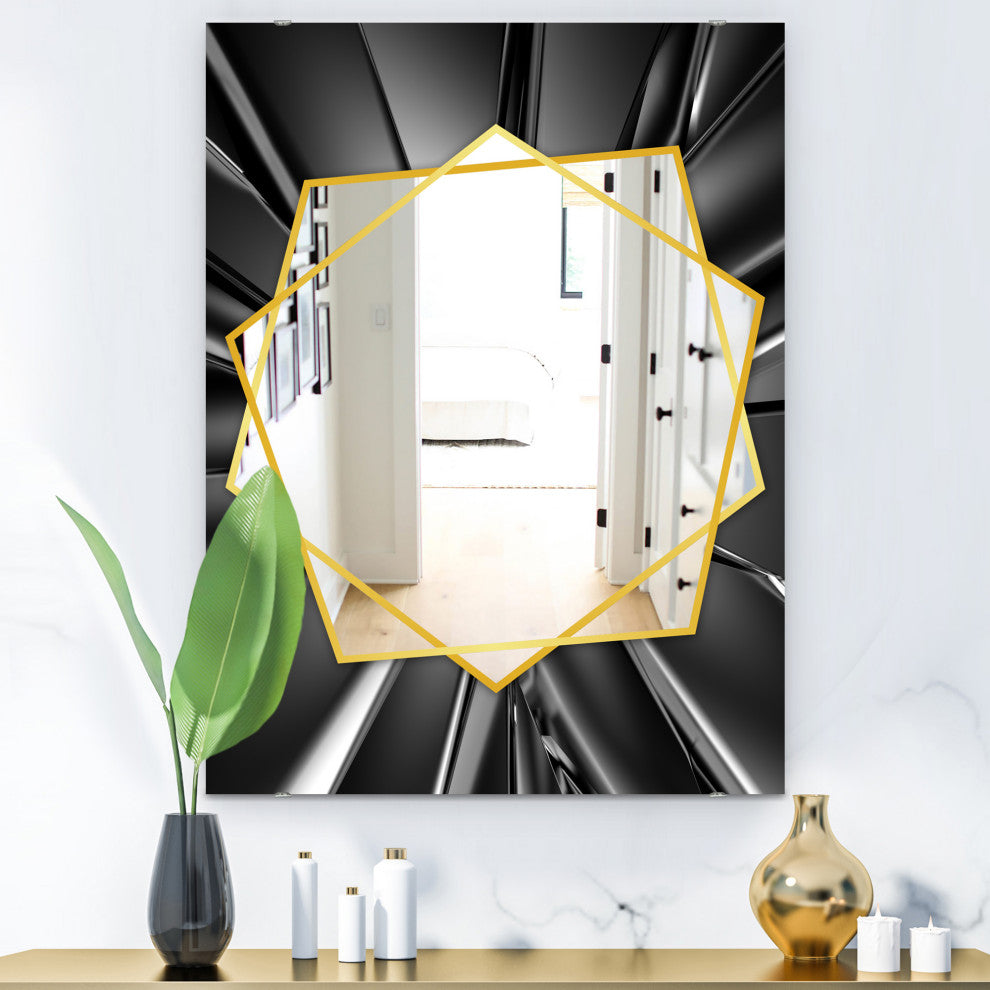 Designart Futuristic Crystal Modern Frameless Wall Mirror, 28x40