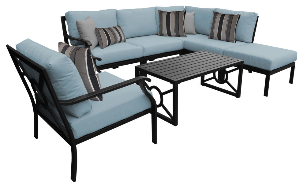 kathy ireland Madison Ave. 7 Piece Aluminum Patio Furniture Set 07f, Tranquil