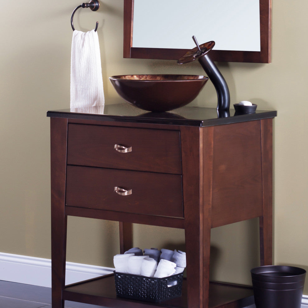 Distorto Glass Vessel Sink Set, Oil Rubbed Bronze