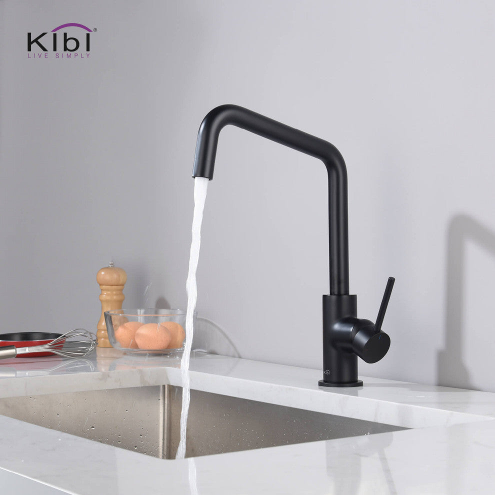 Macon Single Lever Kitchen Bar Faucet, Matte Black W/ Soap Dispenser