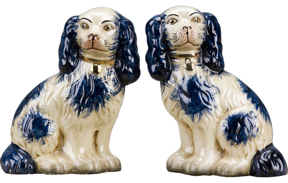 Staffordshire Reproduction Dogs, 9.5", Blue, 2-Piece Set