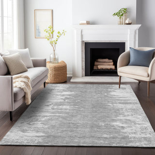 Premium Machine Washable Mayfield AMF705 Silver 10' x 14' Rug