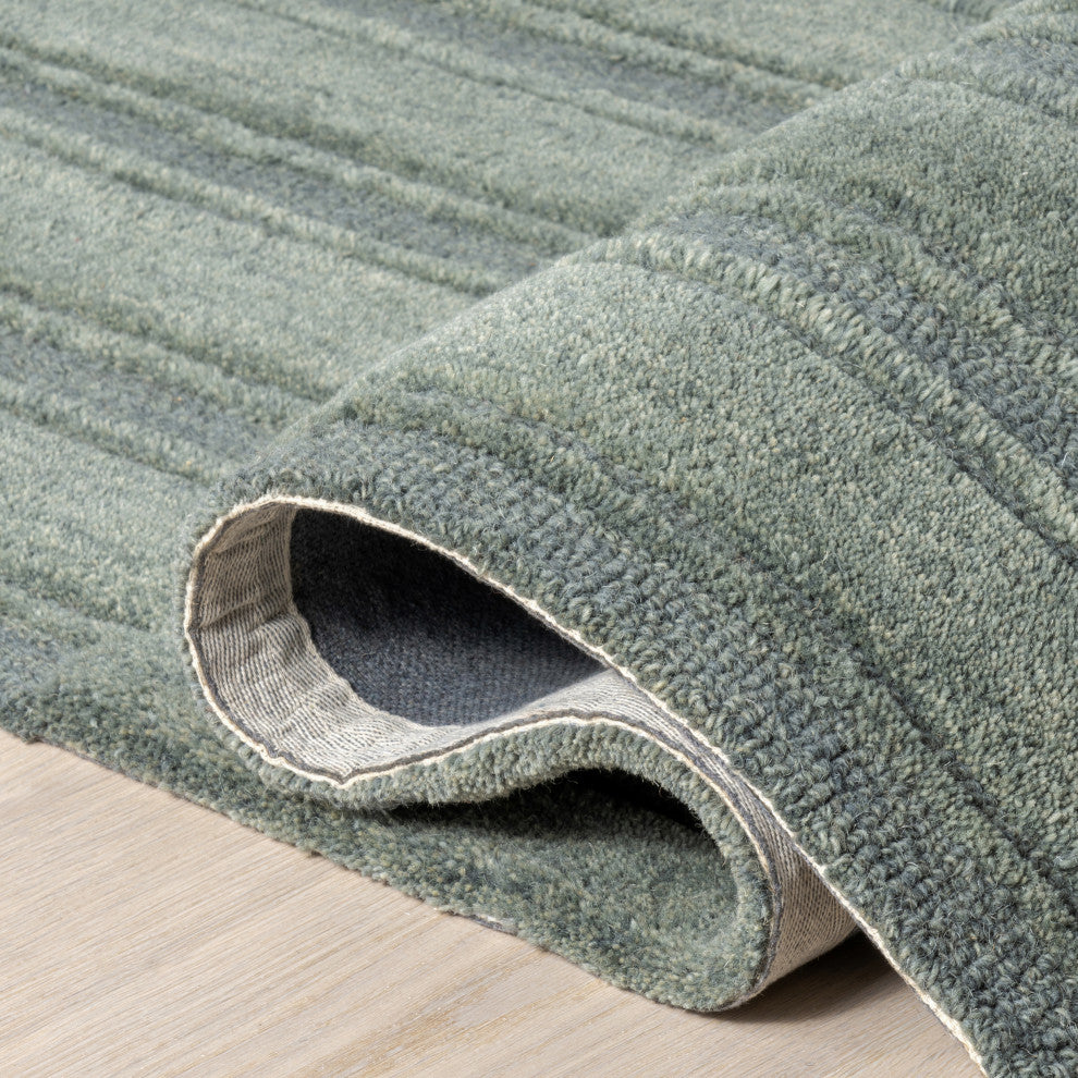 Starke Checked Wool Area Rug, Hunter Green 8'x10'