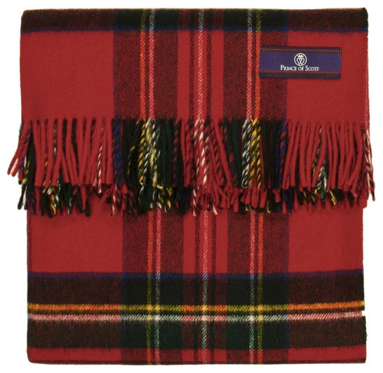 Prince of Scots Highland Tweed Merino Wool Throw, Royal Stewart