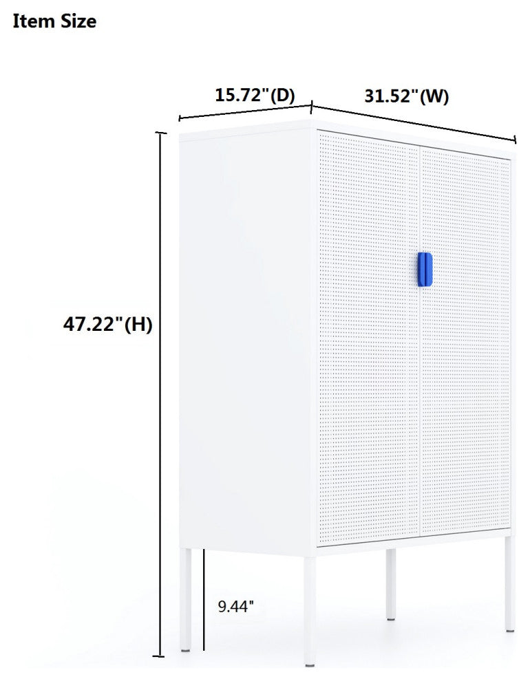 Storage Cabinet Metal Locker Accent Cabinet White