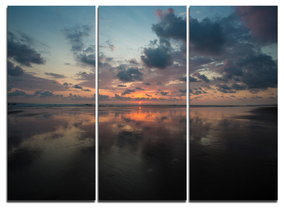 "Matapalo in Costa Rica Beach Sunset" Metal Wall Art, 3 Panels, 36"x28"