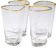Hammered High Ball Glasses Clear With Gold Rim