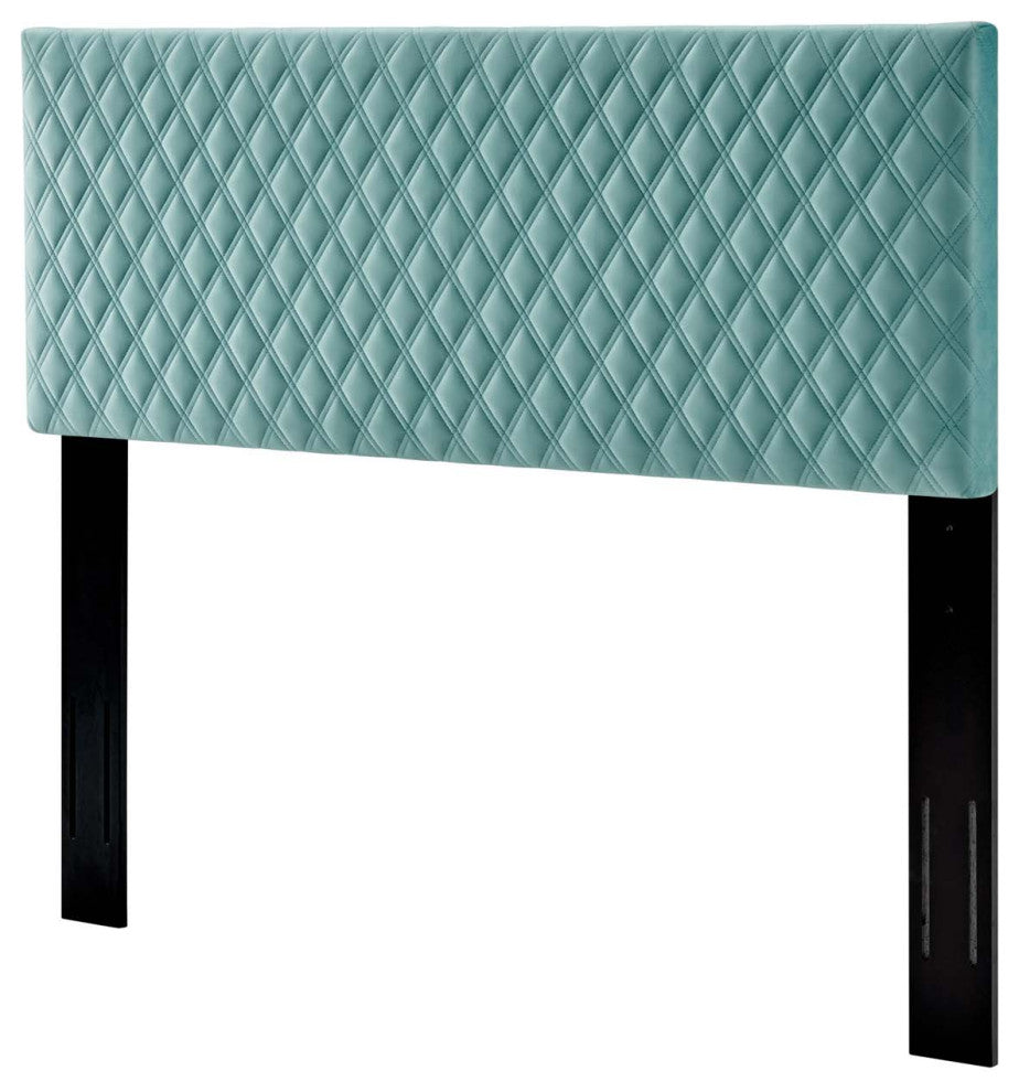 Headboard, King Size, Velvet, Blue, Modern Contemporary, Bedroom Master Suite