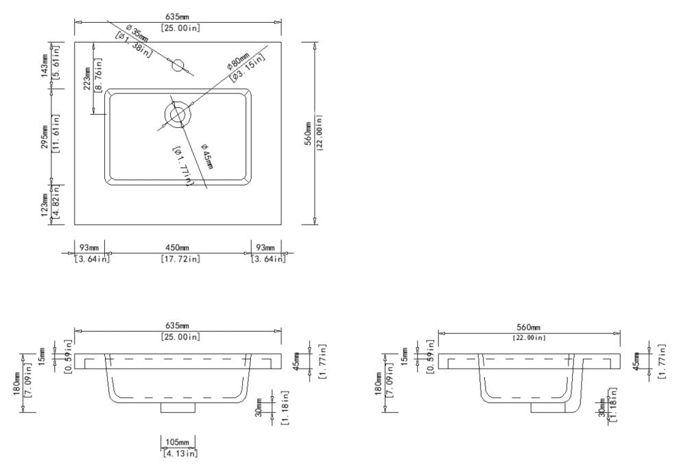 Dyconn Faucet 25" Solid Surface Vanity Top, Black