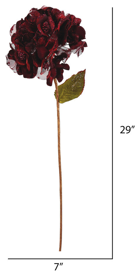 Vickerman O146705 29" Burgundy Velvet Hydrangea Artificial Christmas Pick