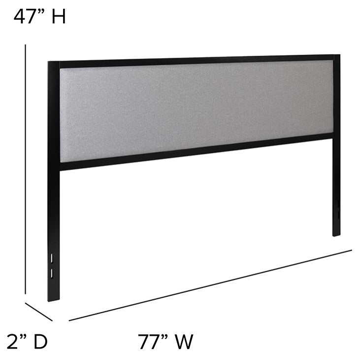 Melbourne Metal Upholstered Headboard Modern Headboard, Light Gray-King