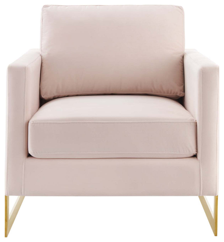 Accent Chair, Velvet, Metal, Gold Pink, Modern, Living Lounge Hotel Hospitality