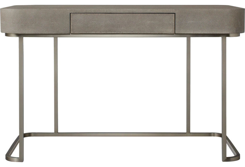 Sonder Living Alice Desk | Emboss Faux Shagreen / Grey & Brushed Pewter