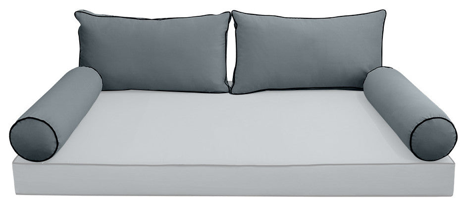 STYLE V2 Full Velvet ContrastPipe Indoor Daybed Bolster Pillow |COVER ONLY|AD347