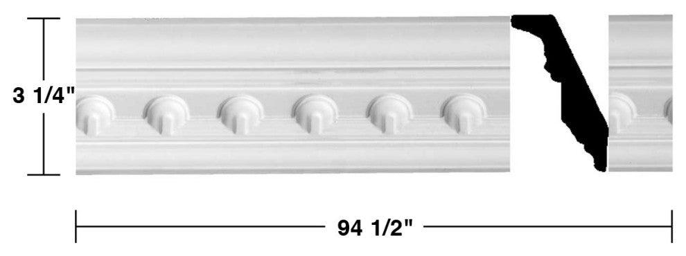 Ornate Cornice White Urethane Golfini Design 6 Pieces Totaling 567" Length