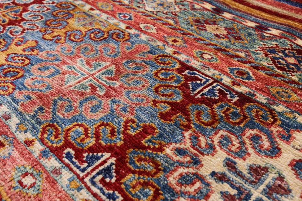 4' 0" X 6' 1" Handmade Super Kazak Khorjin Wool Rug - Q12310