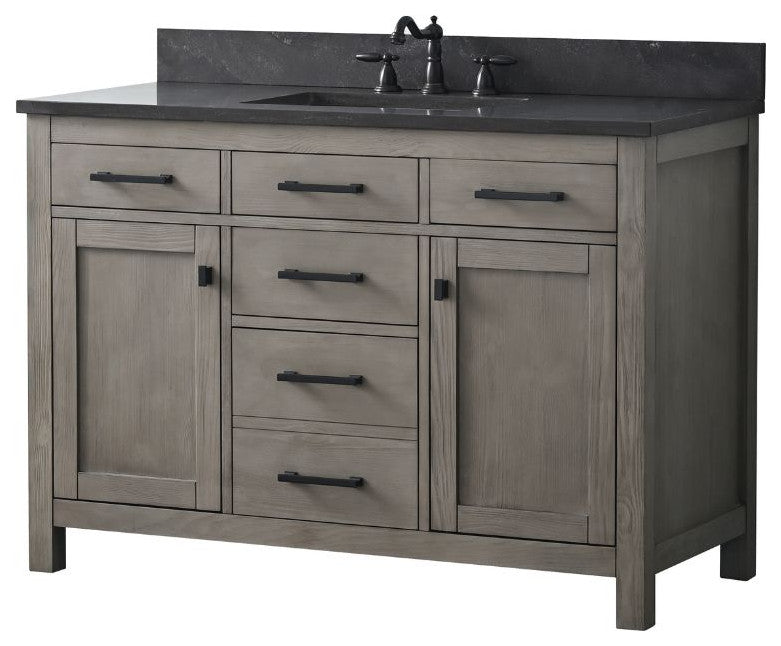 Jasper 48" Bathroom Vanity, Textured Gray, Blue Limestone