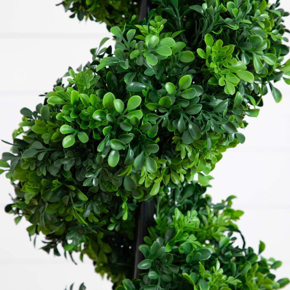 5ft. UV Resistant Boxwood Spiral Topiary Faux Tree, Planter, Indoor/Outdoor