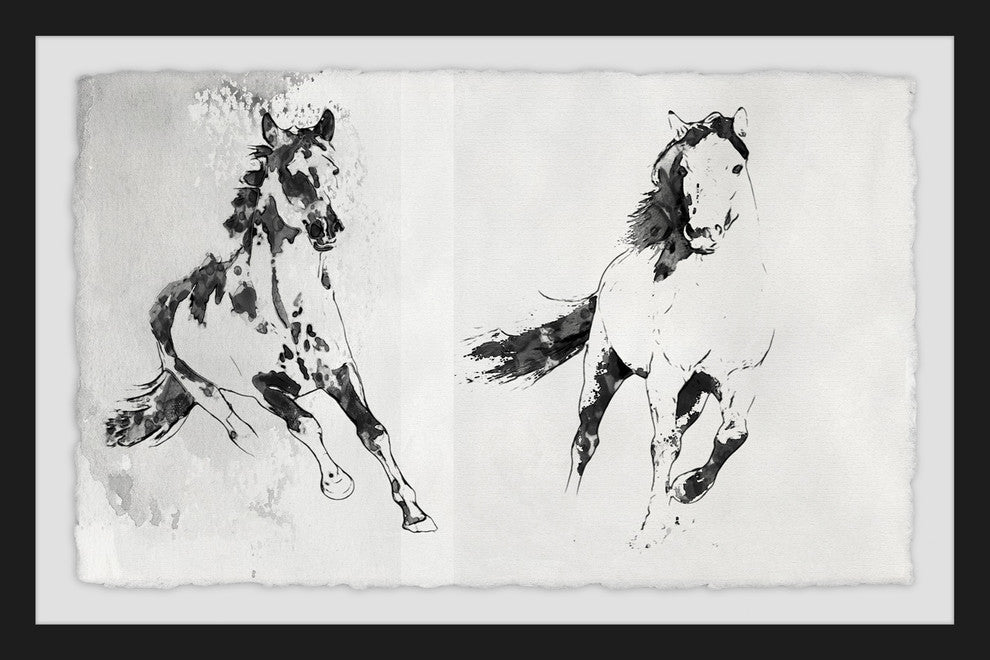 "Running Horses" Framed Painting Print, 36"x24"