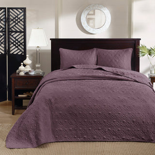 Madison Park Quebec Reversible Bedspread Set, Purple