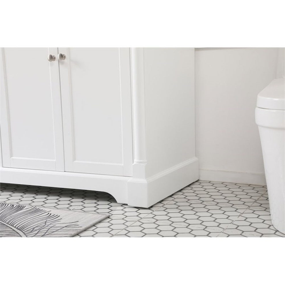 Elegant Decor Clarence 72" Solid Wood and Metal Double Bathroom Vanity in White