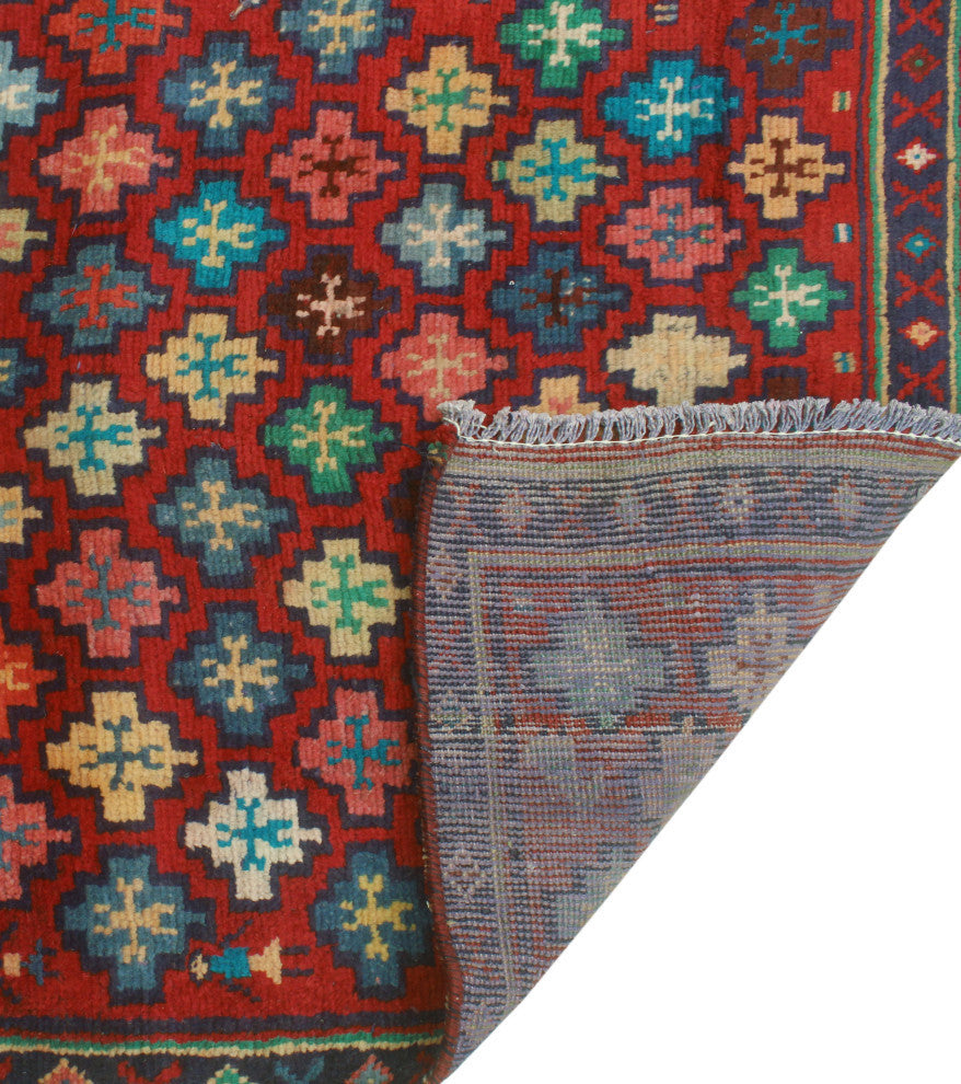 Vintage Distressed Paulette Red/Navy Runner, 2'7x8'10