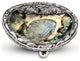 Paua Abalone Dish with Repose' Silver and facetted Red Garnet or Amethyst., Red