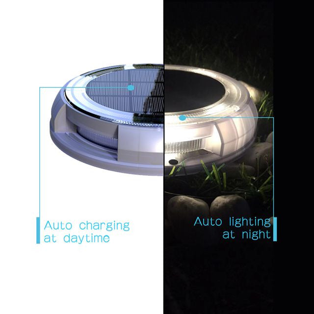 Solar Powered 4-Light Deco Clear LED In-Ground Light, Warm White