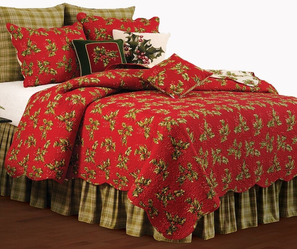 Holly Red King Quilt Set by April Cornell, 4-Piece
