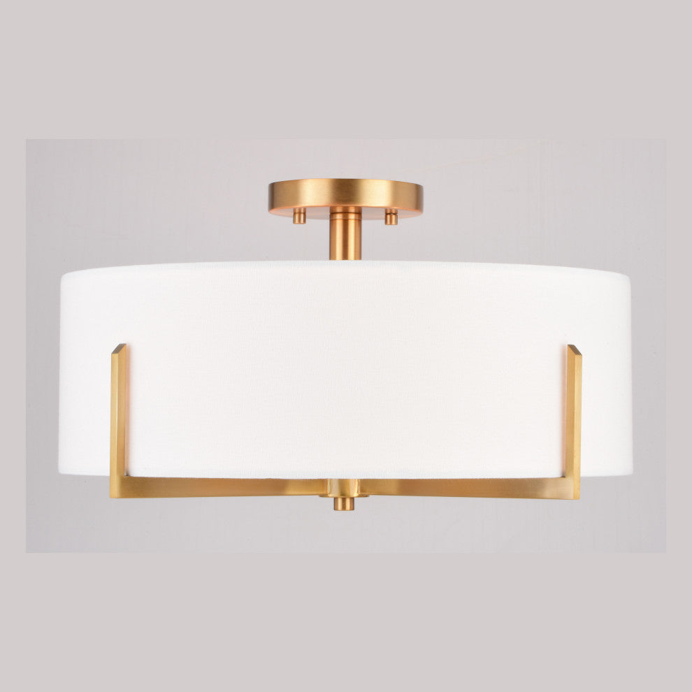 Surrey 18" 4 Light Semi-Flush Mount Natural Brass