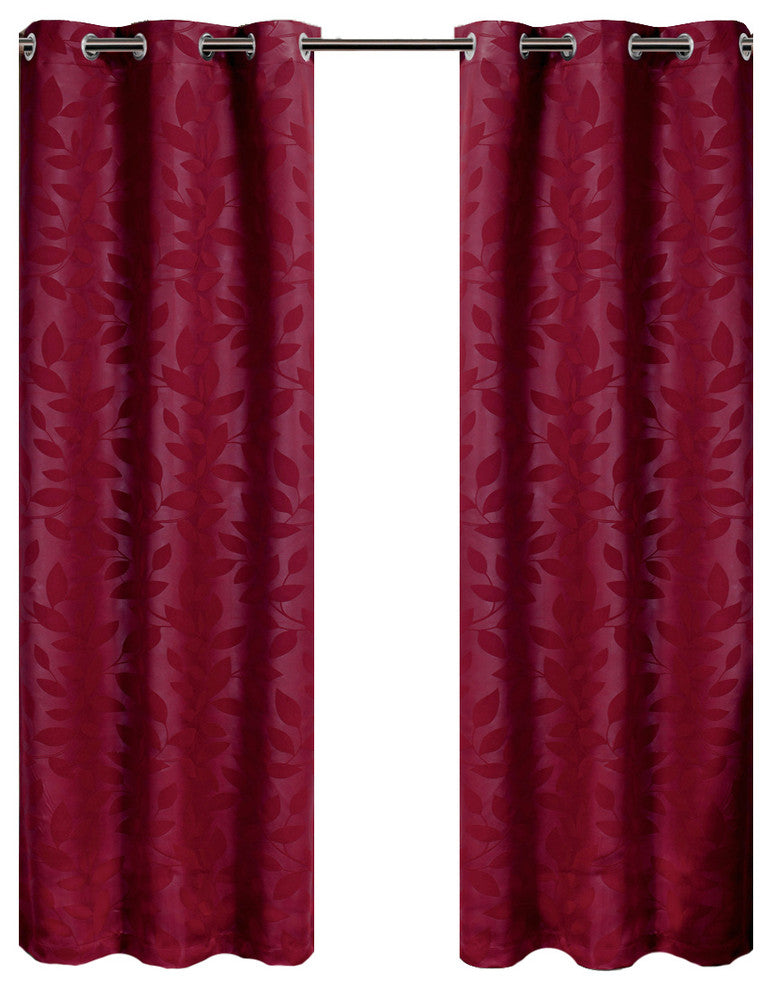 Virginia 2PC Blackout Weave Grommet Panels, Burgundy, 74"x96"