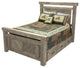 Barnwood Style Timber Peg Panel Platform Bed with Footboard, Frost, Full