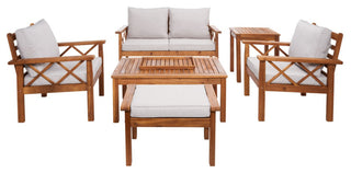 Safavieh Loanna 6Pc Outdoor Living Set, Natural / Light Grey