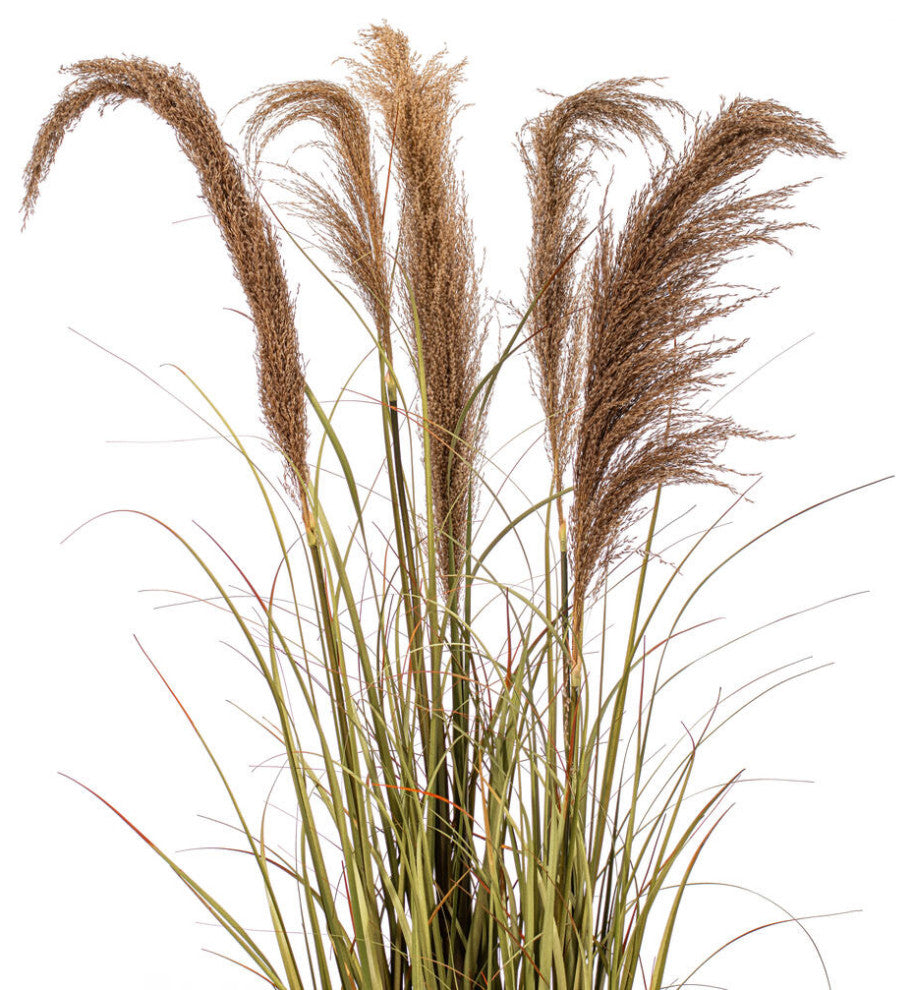 Vickerman 55" Artificial Potted Green Grass and Natural Reeds