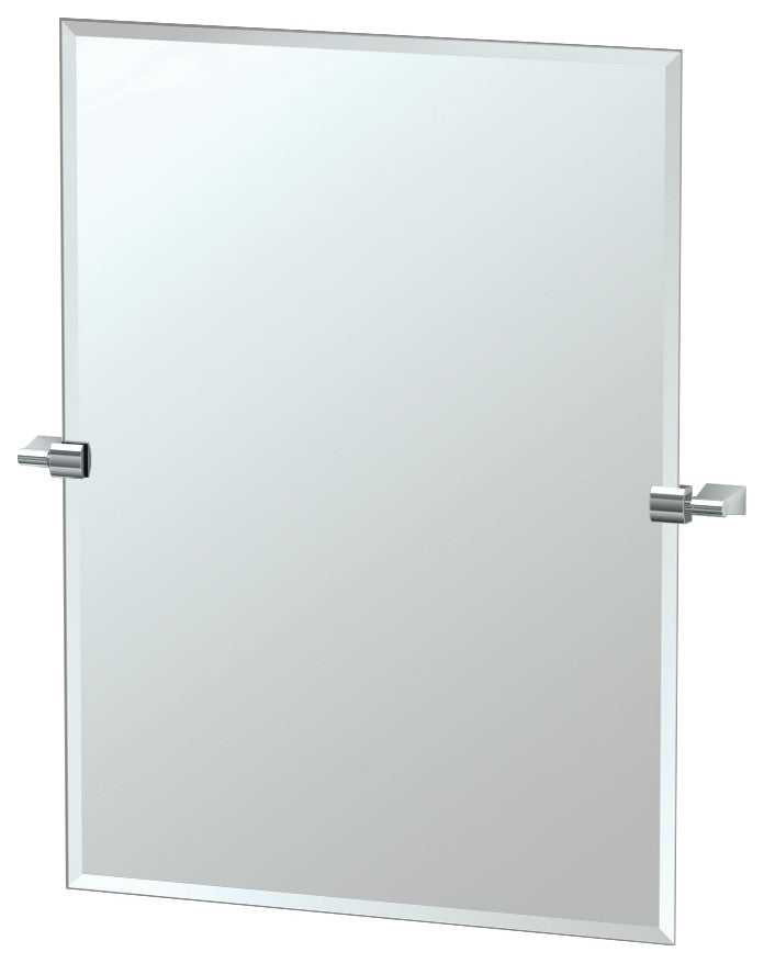 Bleu 31.5" Frameless Rectangle Mirror, Satin Nickel
