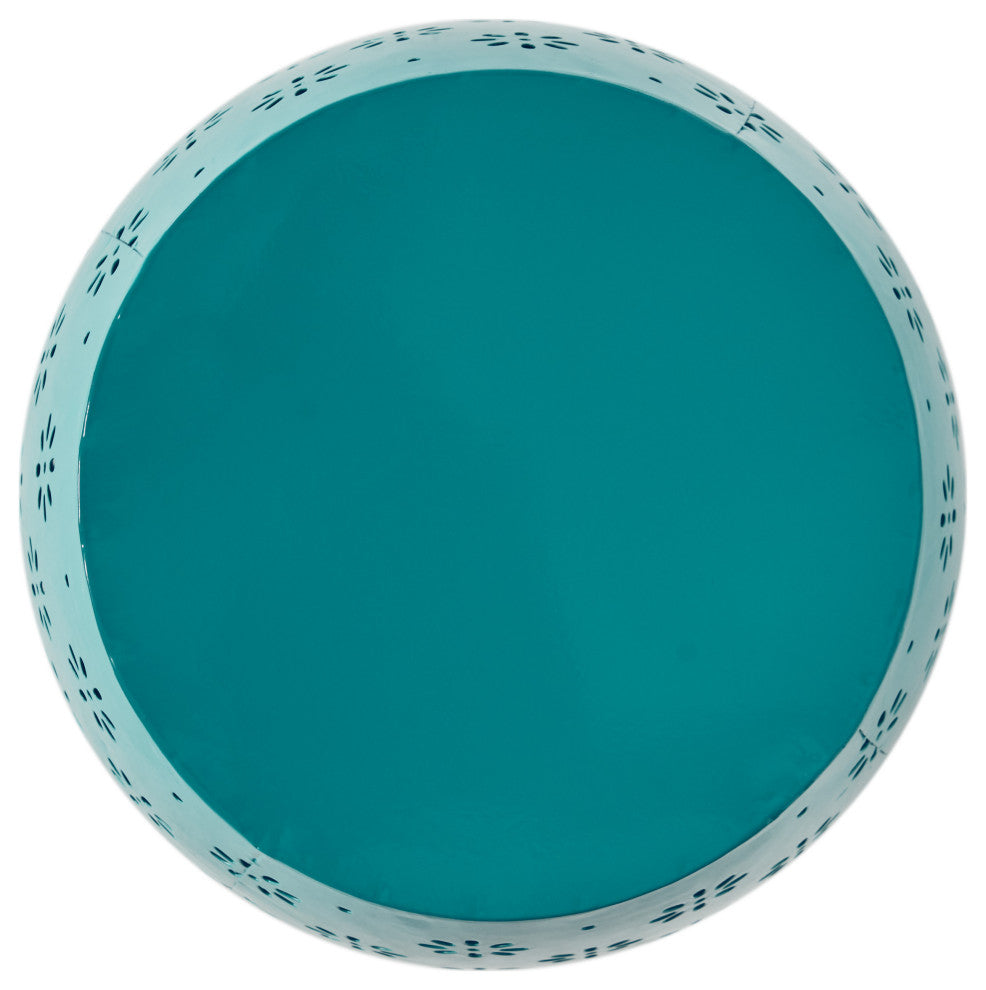 GDF Studio Breeze Outdoor 15" Iron Side Table, Teal