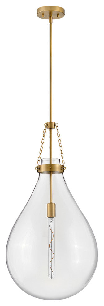 Hinkley Eloise 31.25" Pendant Light, Lacquered Brass + Clear Glass