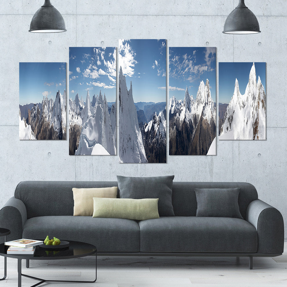 Beautiful Summit Panorama, Landscape Canvas Art Print, 60"x32", 5 Panels