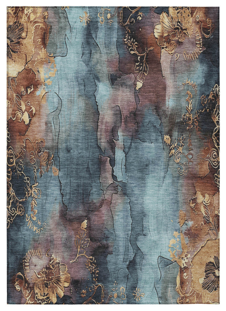 Machine Washable Indoor/Outdoor Chantille ACN1869 Blue 8' x 10' Rug