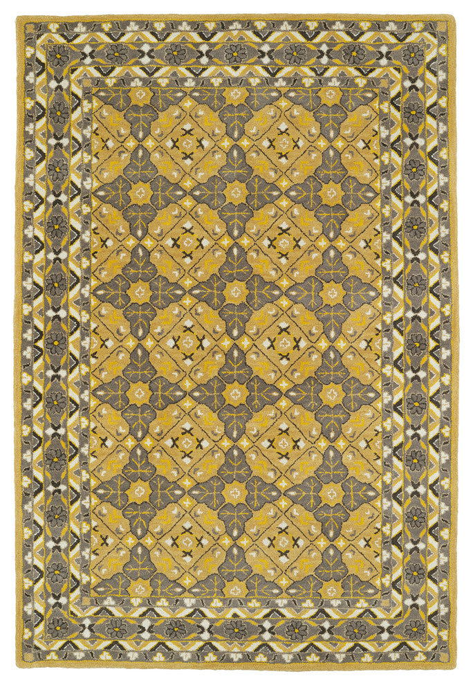 Kaleen Hand-Tufted Middleton Gold Wool Rug, 9'x12'