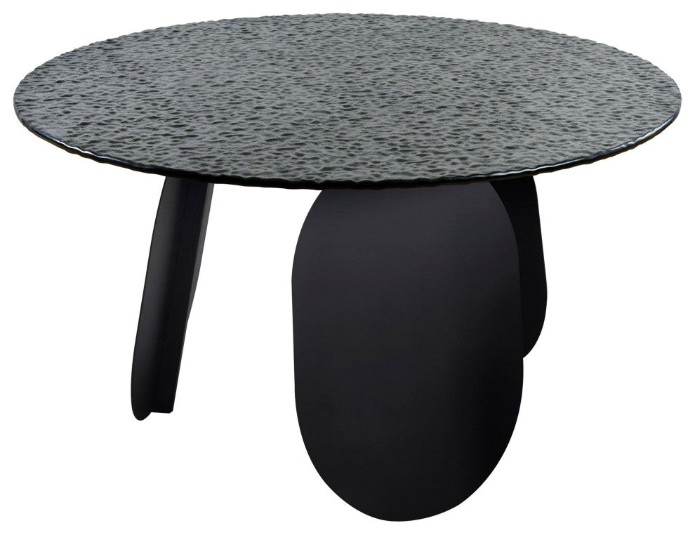 Modrest Maxine Modern Hammered Grey Glass Round Dining Table