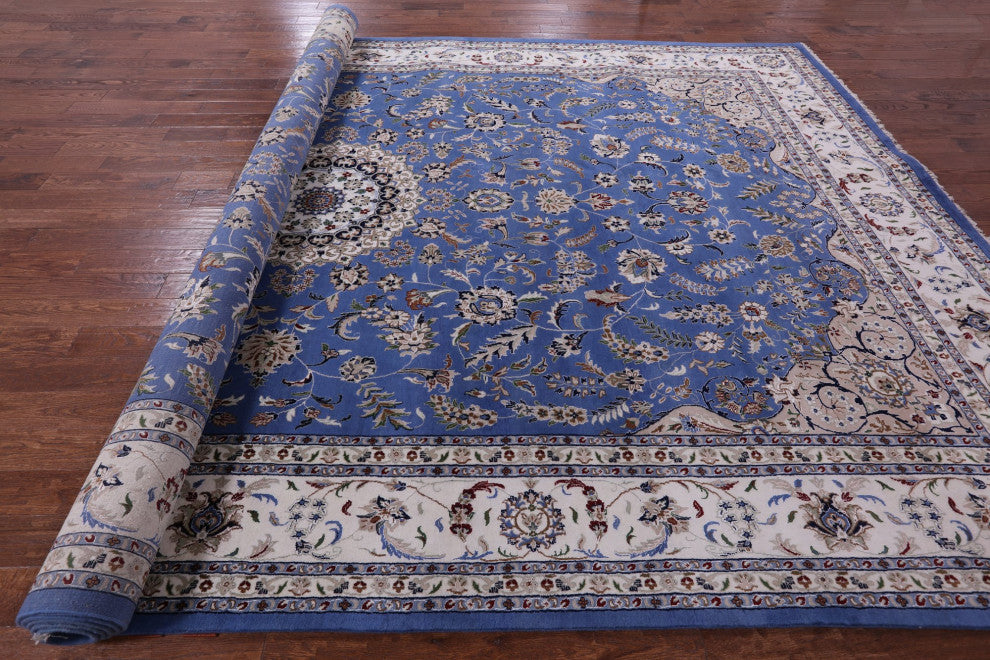 Persian Nain Wool and Silk Hand Knotted Rug 10' 7" X 17' 4" Q9338