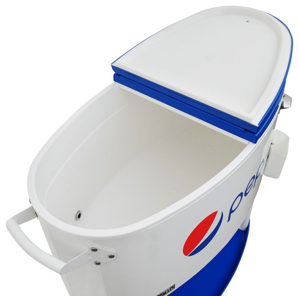 Permasteel 80 Quart Portable Rolling Oval Patio Cooler, White