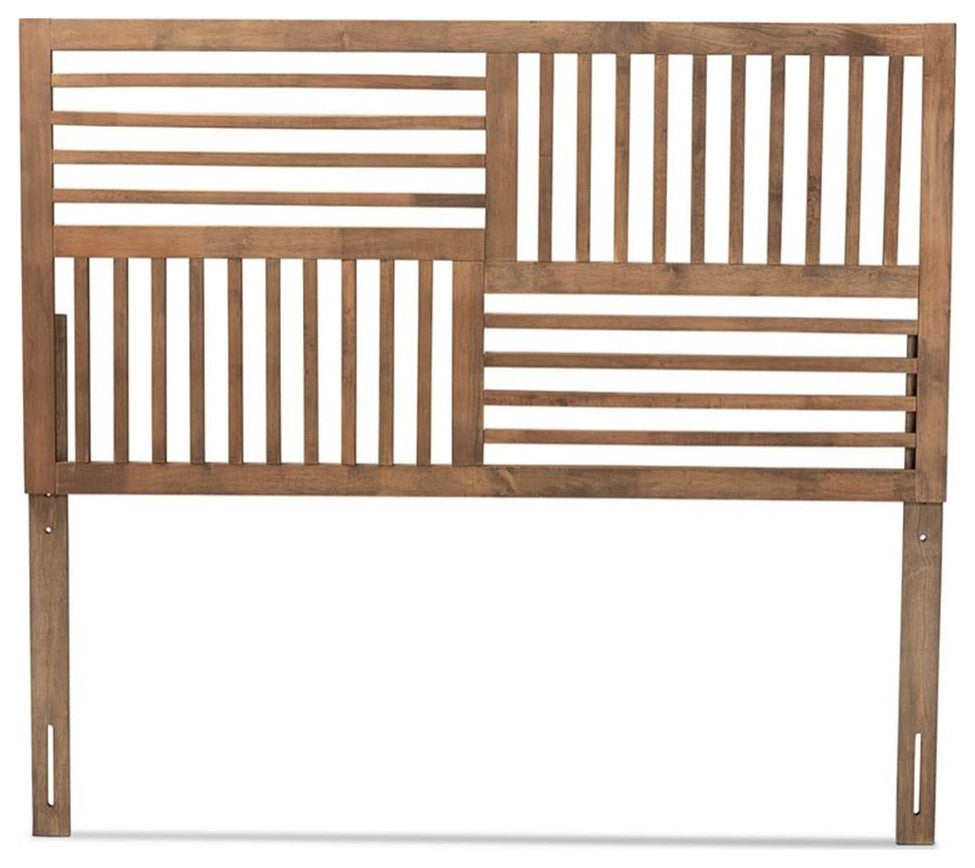 Bowery Hill Modern Rubber Wood Queen Size Headboard in Ash Walnut