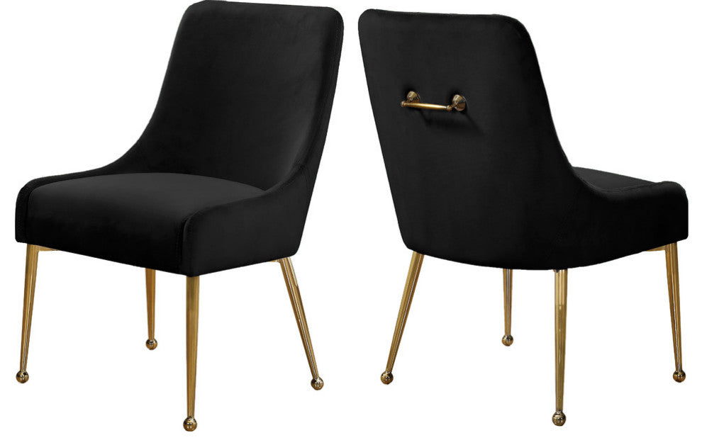Owen Velvet Dining Chair, Set of 2, Black