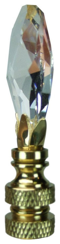 Stephanov Crystal Small Tear Drop Lamp Finial Polished Brass 2.5"h