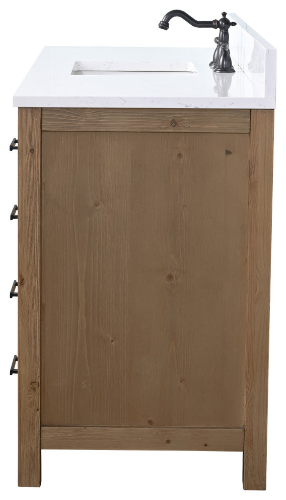 Jasper 60" Bathroom Vanity, Textured Natural, Ariston White Engineered Stone Top