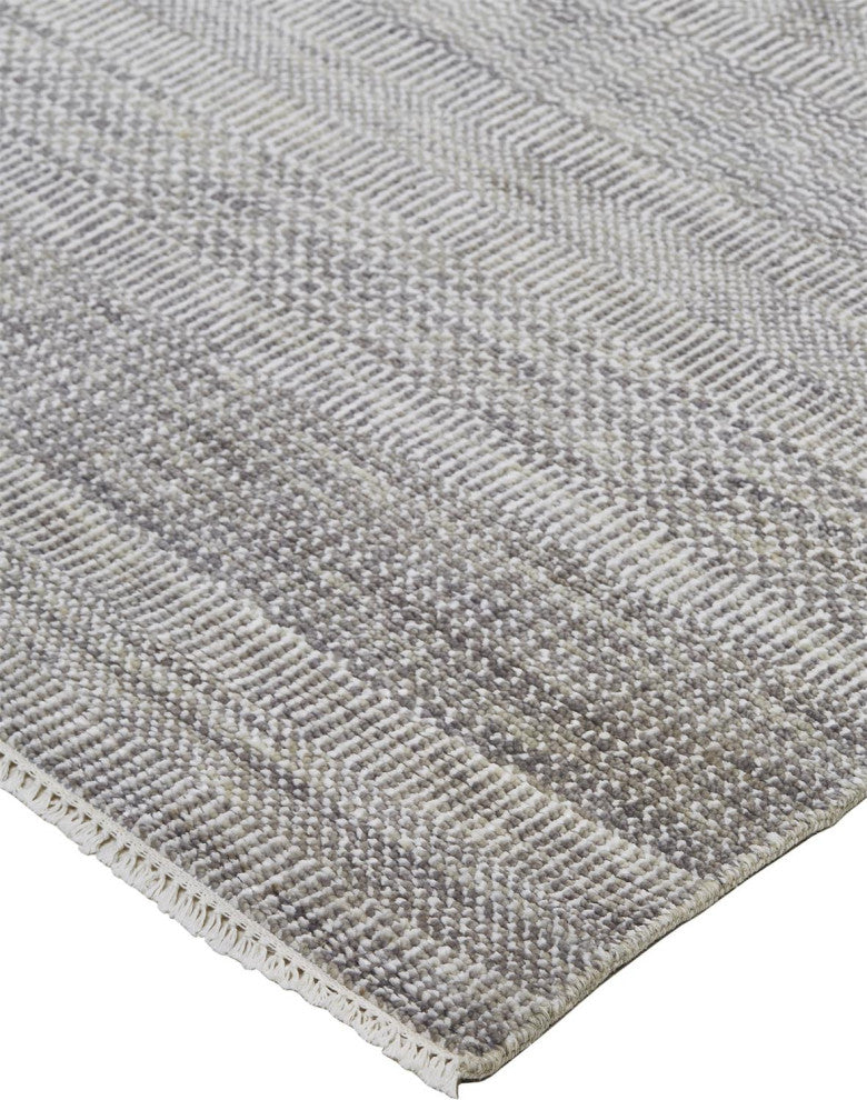 Caldecott Classic Striped Rug, Steel Gray, 2'6"x12'